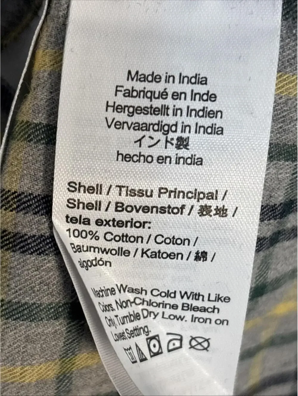J. Crew Brushed‎ Twill Classic Fit Plaid LS Button Up Medium Yellow Gray Green